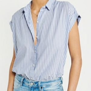 A&F blue striped poplin shirt